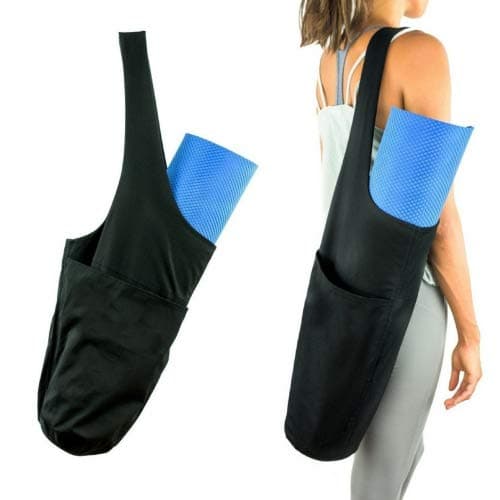 Vianber Yoga Mat Bag, Yoga Exercise Mat Canvas Foldable Mat Tote Shoulder Carrier Bag with Zipper Bag for Mobile