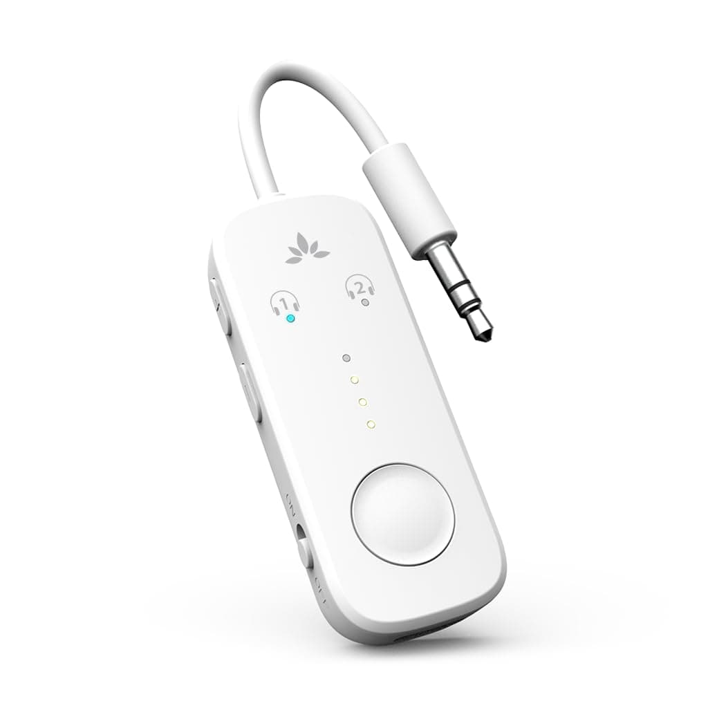 Relay - Premium Airplane Bluetooth 5.3 Adapter for All Headphones, aptX Low Latency, Supports 2 Headphones or AirPods, Wireless Audio Transmitter for in-Flight, TV, Gym, Tablets