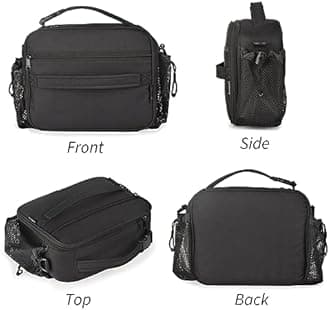 Cerbonny Kids Lunch Box, Insulated Lunch Bag for Girls and Boys, Durable Polyester with PEVA Lining, Adjustable Shoulder Strap, 10.8"L x 4"W x 8.8"H, 5 Pockets