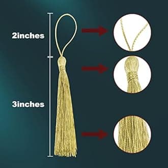 VAPKER Metallic Gold 100Pcs 13cm/5 Inch Bookmark Tassels with 2-Inch Loop for Wedding Cards, Jewelry Making, DIY Craft Projects
