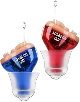 Hearing Aid for Seniors Adults Noise-Cancelling - Hearing Amplifier Invisible Sound Amplifier Digital Hearing Enhancement Devices Hearing Aid Cleaning Tools Included (a pair red blue)