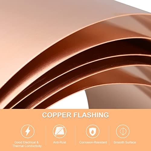 Uxcell 99.9% Pure Copper Sheet Roll, 3500mm x 200mm x 0.3mm, Industrial Grade, Red Copper Flashing for Electricity DIY Projects