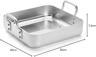 De Buyer 7664.30 Choc Thick Aluminium Roasting Pan with 2 Handles, 30 x 30 cm