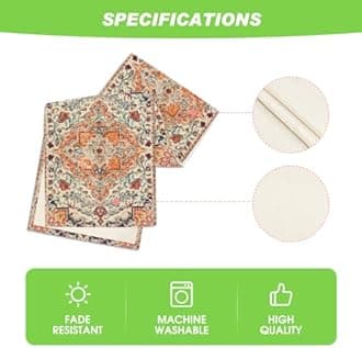 Artoid Mode Boho Bohemia Style Orange Table Runner, Country Rustic Farmhouse Magical Fall Kitchen Dining Table Decoration for Home Party Decor 13x120 Inch