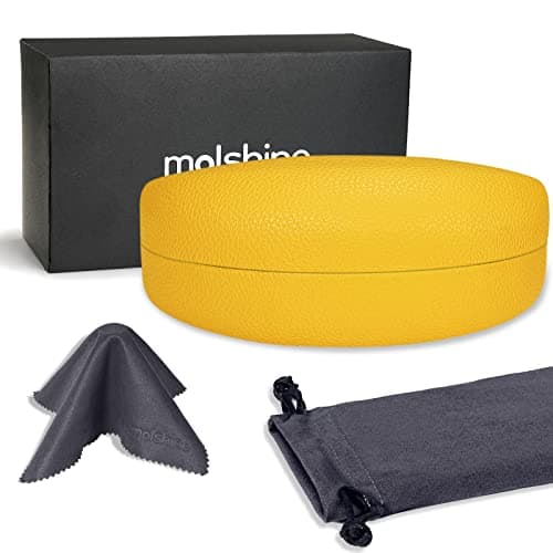molshine Hard Shell Sunglasses Case,PU Leather Classic Large Glasses Case for Women Men Lady