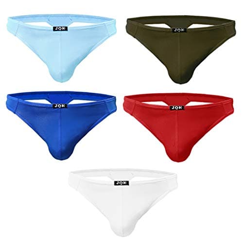 Louis Rouse Men's Solid Color Ice Silk Briefs Thong single or pack (M, 5pc)
