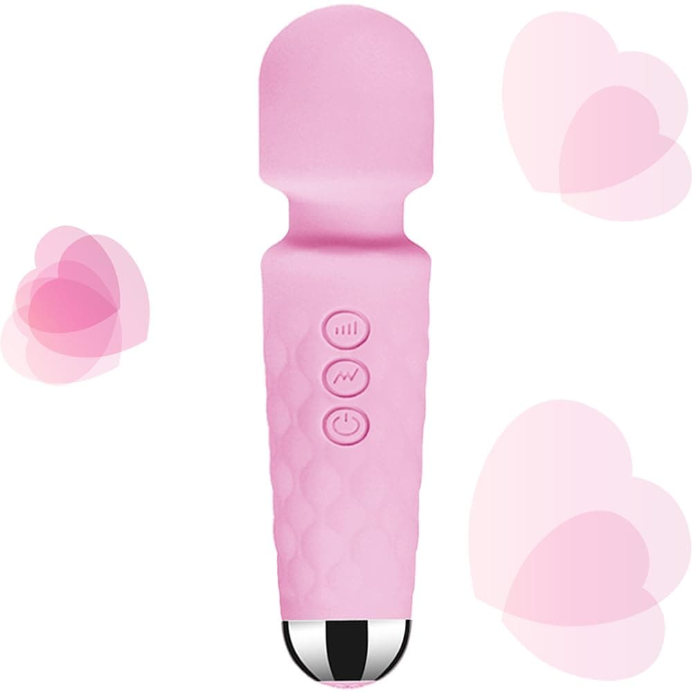 Electric Mini Massager Wireless Waterproof Rechargeable Powerful Massager with 8 Powerful Speeds and 20 Modes for Travel, Home, Office, Work and Sports Use for Muscle Fatigue Relief (Light Pink)