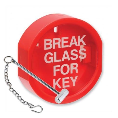 Break Glass Plastic Fronted Emergency Fire Alarm Key Box + Hammer and Chain