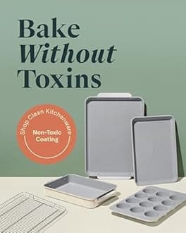 Caraway Nonstick Ceramic Bakeware Set (5 Pieces) - Baking Sheets, Assorted Baking Pans & Storage - Aluminized Steel Body - Non Toxic, PTFE & PFOA Free - White