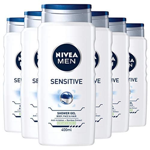 NIVEA MEN Sensitive Pack of 6 (6 x 400ml), Alcohol-Free Sensitive Skin, for Men, for Irritated Skin