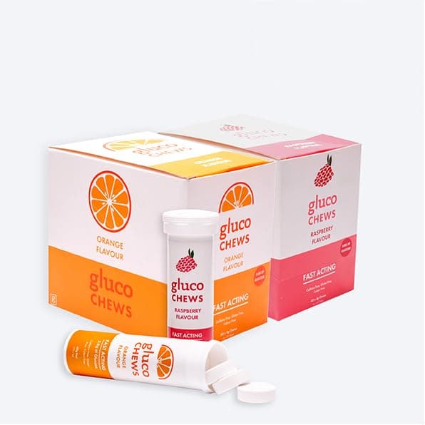 Glucology 12x Fast Acting Glucochews | Raspberry & Orange (12 x 10)