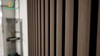 2PCS 3D Fluted Sound Absorbing Slat Wall Paneling in Gray Oak, Wood Finish Sound Proof for Wall and Ceiling 47.2" x23.7"/Sheet