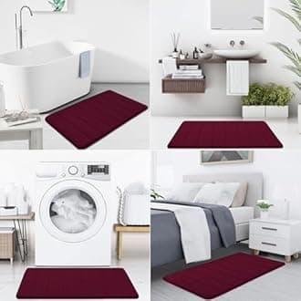 Buganda Memory Foam Bath Mat, 47" x 24", Ultra Soft and Non-Slip Bathroom Rugs, Water Absorbent and Machine Washable Bath Rug Runner for Bathroom, Shower, and Tub, Burgundy