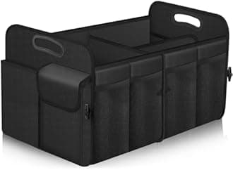 Femuar Car Trunk Organizer, Trunk Storage Organizer with 72L Large Capacity Waterproof Collapsible and 11 Pockets, Trunk Organizer for Suv/Jeep/Sedan, Large Size, Black
