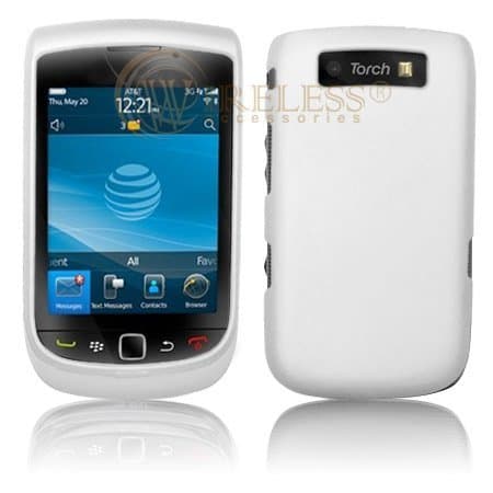 White Rubber Feel Snap-On Cover Hard Case Cell Phone Protector for BlackBerry 9800 Torch
