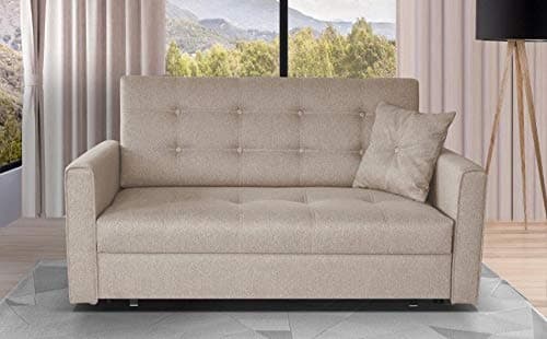 MK Sofa Bed- 3 Seater Sofa Bed for Living Room, Bedroom Furniture- Three Seater Sofa with Modern Fabric- Sofa Bed 3 Seater is Available in Beige Color