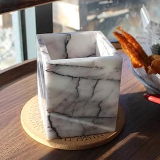 Natural Lilac Marble Toothbrush Holders for Bathroom, Marble Makeup Brush Hol...