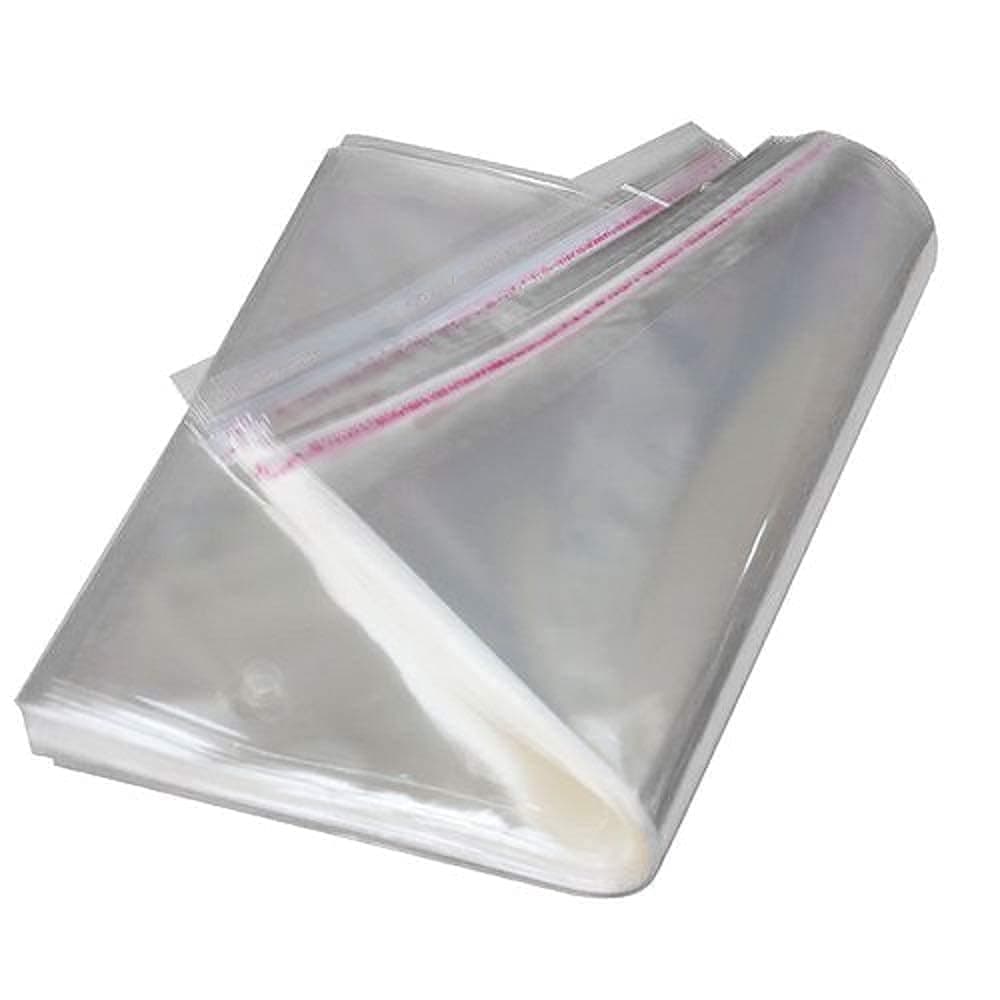 Plastic - 12 X 16 Size (Pack Of 50 Pcs) | Transparent Polybags For Packing Saree Cloth Sealable | Used For Saree Packing, Shirts Packing Etc. Bopp Poly Bags Self Adhesive (50, 12X16 Inch)