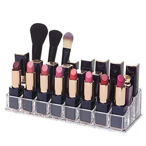 GADE Allmart Enterprise 24 Compartment Clear Acrylic Brush Compacts Eye Shadows Lipsticks Nail Polish Holder Transparent