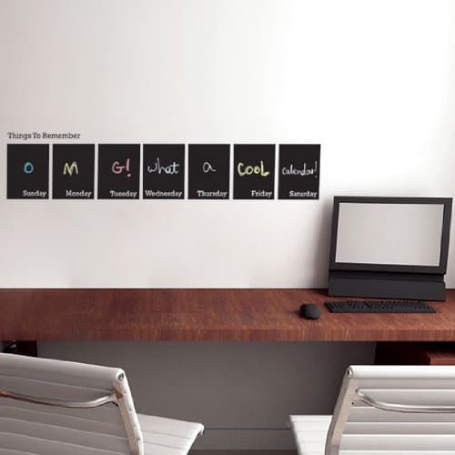 Chalkboard Wall Decal Peel and Stick Chalkboard Sheets Weekly Calendar - Wall Art - Set of 7 Each 16cm X12cm / 6.3" X 4.7"