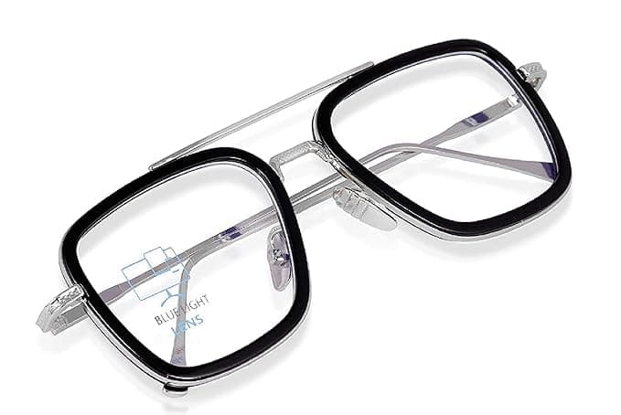Blue Light Blocking Blue Cut Zero Power anti-glare Retro Square Eyeglasses, Frame for Eye Protection from UV by Computer Tablet Laptop Mobile Blue Full Rim Trendy andStyle