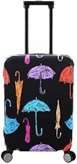 DEMPROS Travel Luggage Cover Washable Suitcase Protector, Black-Umbrella, M (23-26 inch luggage)
