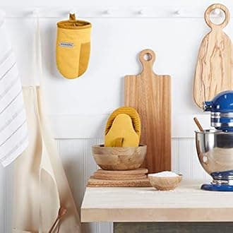 KitchenAid Beacon Two-Tone Mini Oven Mitt Set, 5.5"x8", Majestic Yellow