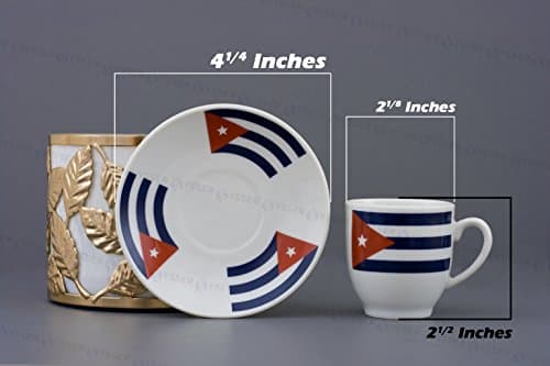Cuban Coffee Cups 6 PC with saucers and metal display