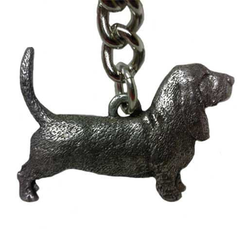 Pewter Basset Hound Keychain