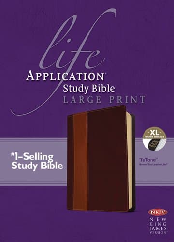 NKJV Life Application Study Bible Large Print Brown/Tan Indexed: New King James Version, Brown / Tan TuTone, LeatherLike Imitation Leather – Large Print, 1 Sept. 2013