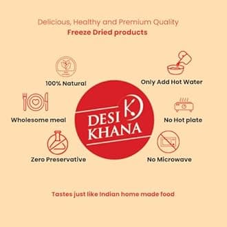 Desi Khana Ready To Eat (Pack Of 1) Veg Makhanwala - 3 Minute Instant Healthy Main Course Food Make Approx 190-200 gm | Just Add Hot Water | Zero Preservative | Wholesome Meal(50g Pouch, Freeze Dried)