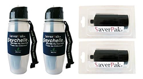 $averPak 2 Pack - Includes 2 $averPak Seychelle 28oz Flip Top Bottles with the ADVANCED Filter and 2 Spare Filters