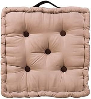 Kuber Industries (Pack of 12) Chair Pad | Seat Cushion with Botton & Handle | Comfortable Seating Pad | Relax Back Chair Pad | Cotton Chair Pad for Car, Office | Square Plain | Beige