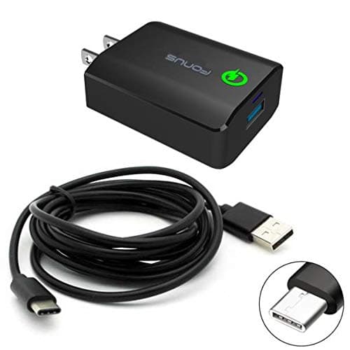 DOPHENDOPHEN18W USB Adaptive Fast Home Charger 6ft Type-C Turbo Cable Smart Detect Adaptive Adapter Travel Wall AC Power Long USB-C for BlackBerry Key2 - BlackBerry Key2 LE - BlackBerry KEYone