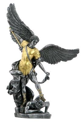 Veronese Design 14 5/8 Inch Saint Michael Tramples Demon Resin Sculpture Cold Cast Pewter Finish Statue