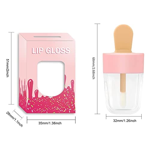 ANZKA 15 Pack Ice-cream Lip Gloss Tube Boxes Packaging, Pink Lip Gloss Boxes for 2.68x1.62 Inch Ice Cream Shaped Empty Lipgloss Tubes, Pink Ice Cream Lip Gloss Tube Bottle Packaging(Not include tubes