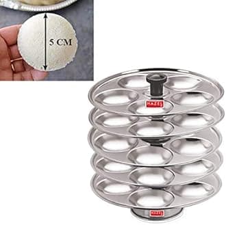 HAZEL Stainless Steel Medium Idli Plate with Stand, 5-Rack Plates, 25 Idlis