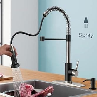 Smart Touch On Kitchen Faucet, 3 Modes Pull Down Sprayer, Sensor Activated, Ceramic Disc Valve, 360-Degree Rotation, 1 or 3 Hole Deck Plate. 10-Year Warranty. (KW-62NR, Brushed Nickel/Black)