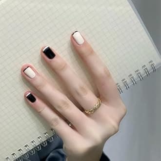 COSMOO White and Black 2pcs Nail Polish, 12ml Quick Dry Nail Lacquer, Super Lustrous Nail Enamel Polish, Shimmer Iridescent Ultrachrome Nail Art Varnish, 0.41 fl oz/pcs (Black + White)