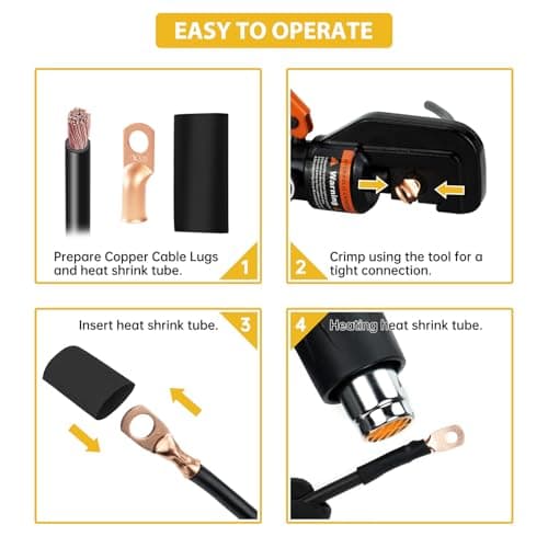 Sanuke 4 AWG - 3/8" Battery Terminal Connectors, Copper Wire Lugs Assortment Battery Cable Ends with 3:1 Heat Shrink Tubing