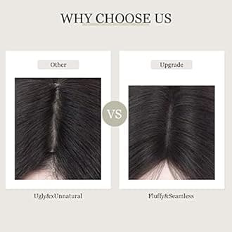 Real Human Hair Toppers for Women - No Bangs, Premium Remy Hair, Lace Base, 12inch