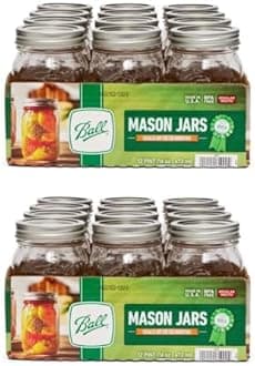 Ball Regular Mouth Glass Mason Jars with Lids and Bands, Used for Canning (Pint, 16 Ounce (Pack of 24))