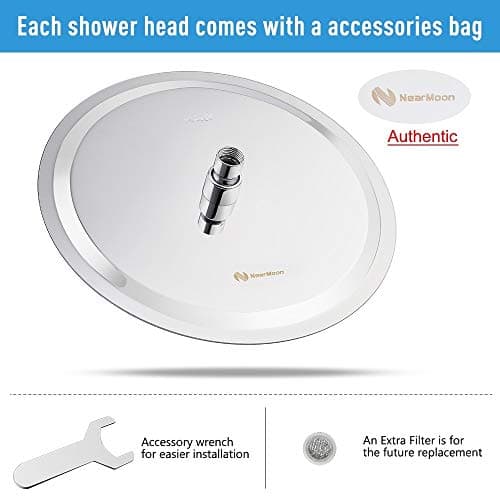 NearMoon Rain Shower Head, Ultra-Thin Design-Pressure Boosting, Awesome Some Experience, High Flow Stainless Steel Rainfall Head (12 Inch, Chrome Finish)