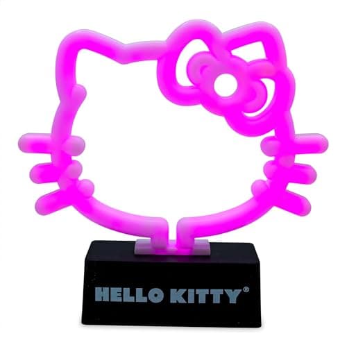 Silver Buffalo Sanrio Hello Kitty Neon LED Lamp Room Decor Mood Light, Battery Powered