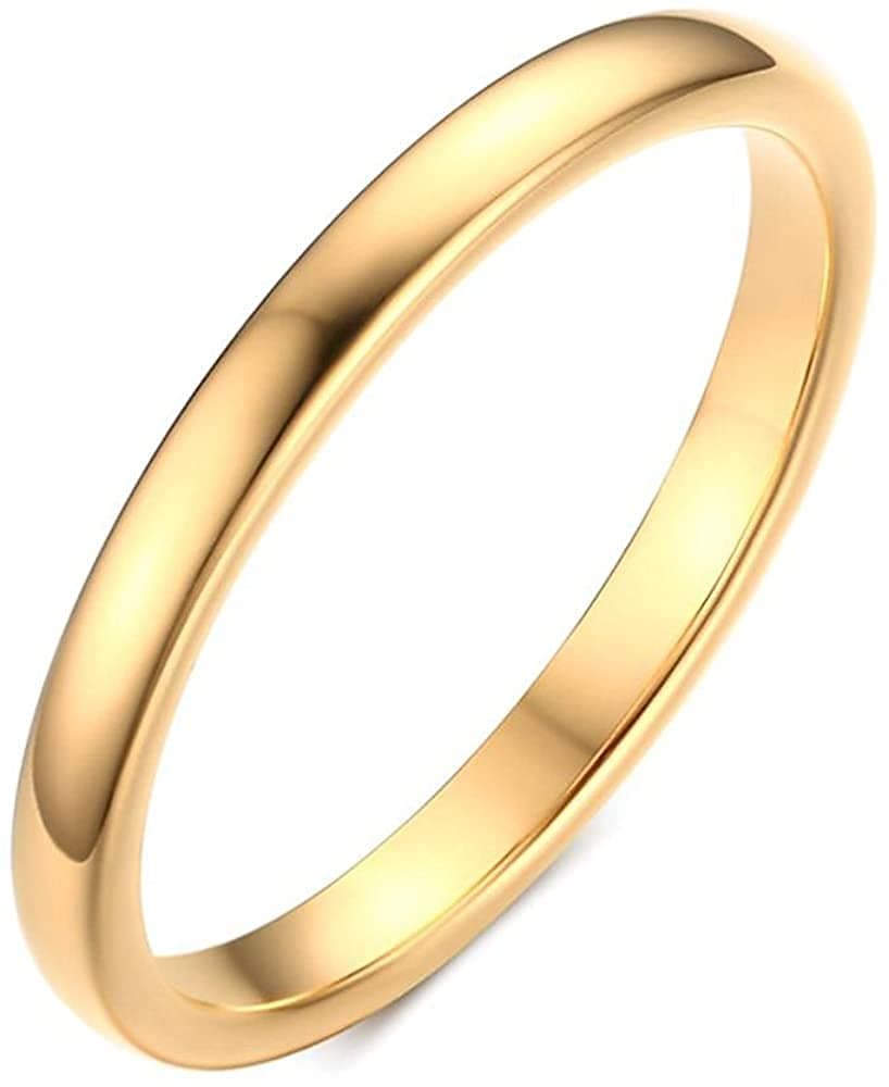 14K Thumb Rings for Women,Gold Plated Stackable Rings 2mm /3mm/4mm/6mm Tungsten Thin Gold Band Simple Couple Wedding Rings Set for Him and Her