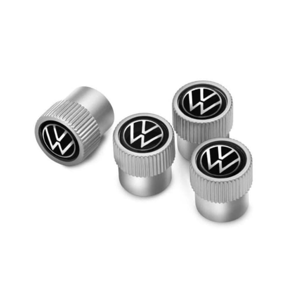 Volkswagen Black Logo Chrome Tire Stem Valve Cap
