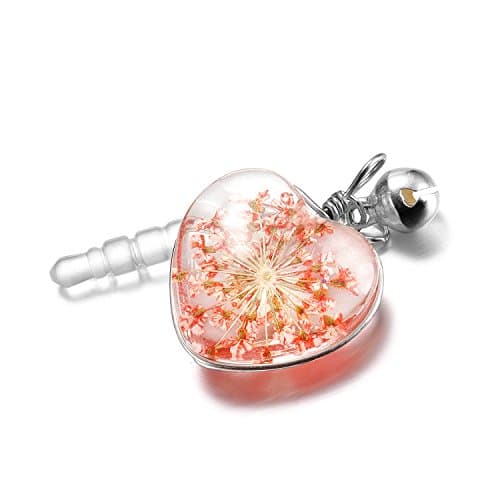 VaporMao Handmade Real Flower Anti Dust Plug/ Ear Cap / Cell Phone Charms For iPhone, iPad, iPod, Samusung and Other 3.5mm Ear Jack, Red