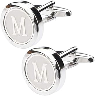Dannyshi Mens Classic Stainless Steel Initial Cufflinks 26 Alphabet Initial Letter Cufflinks Business Wedding Shirts A-Z