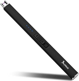 SUPRUS Electric Lighter Arc Windproof Flameless USB Rechargeable Lighter with Safety Lock for Candle BBQ Camping (Black)