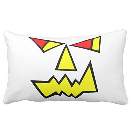 Himould Jack-O-Lantern Pumpkin Evil Grin Halloween Cubic 50% Cotton 50% Polyester 20 x 12 inches Pillowcase